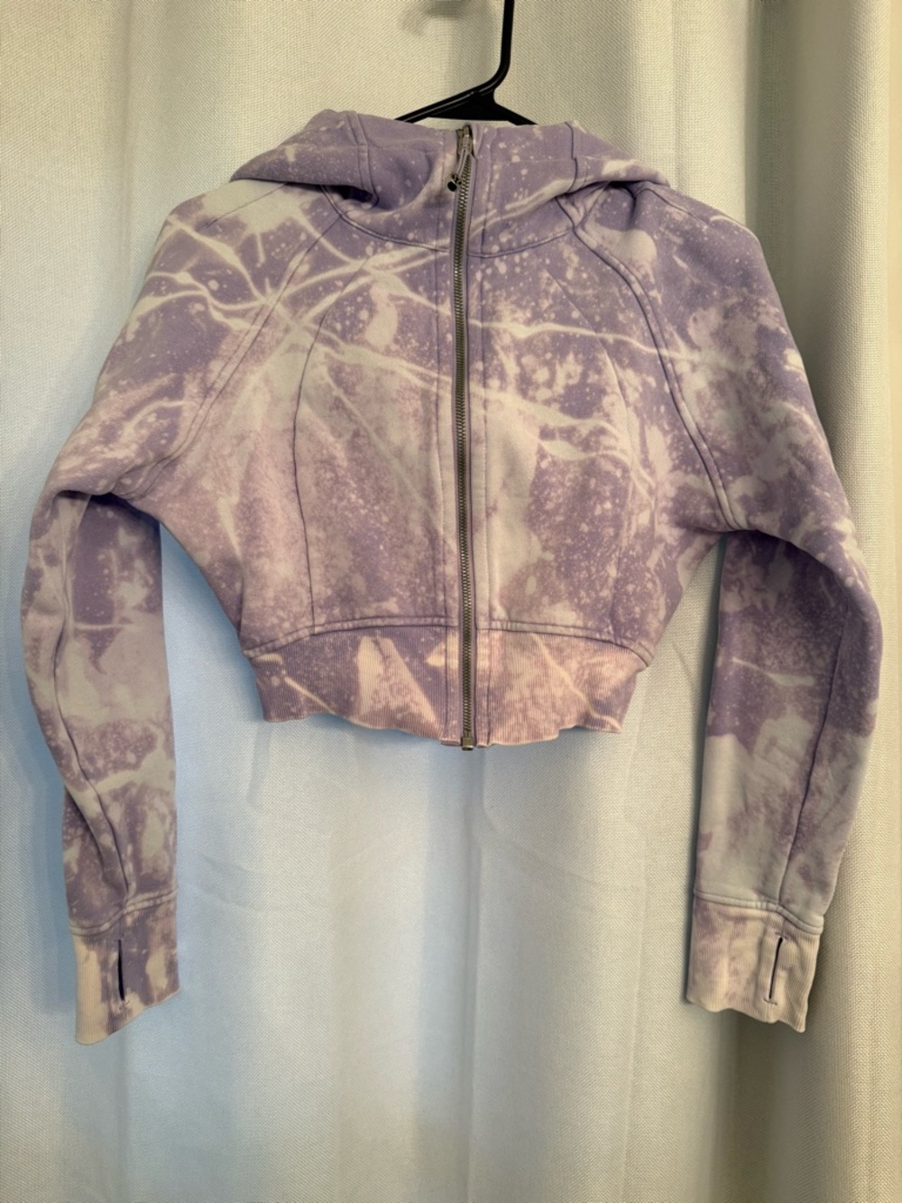 Lululemon Tie-Dye Cropped Full Zip Hoodie in Lavender and White